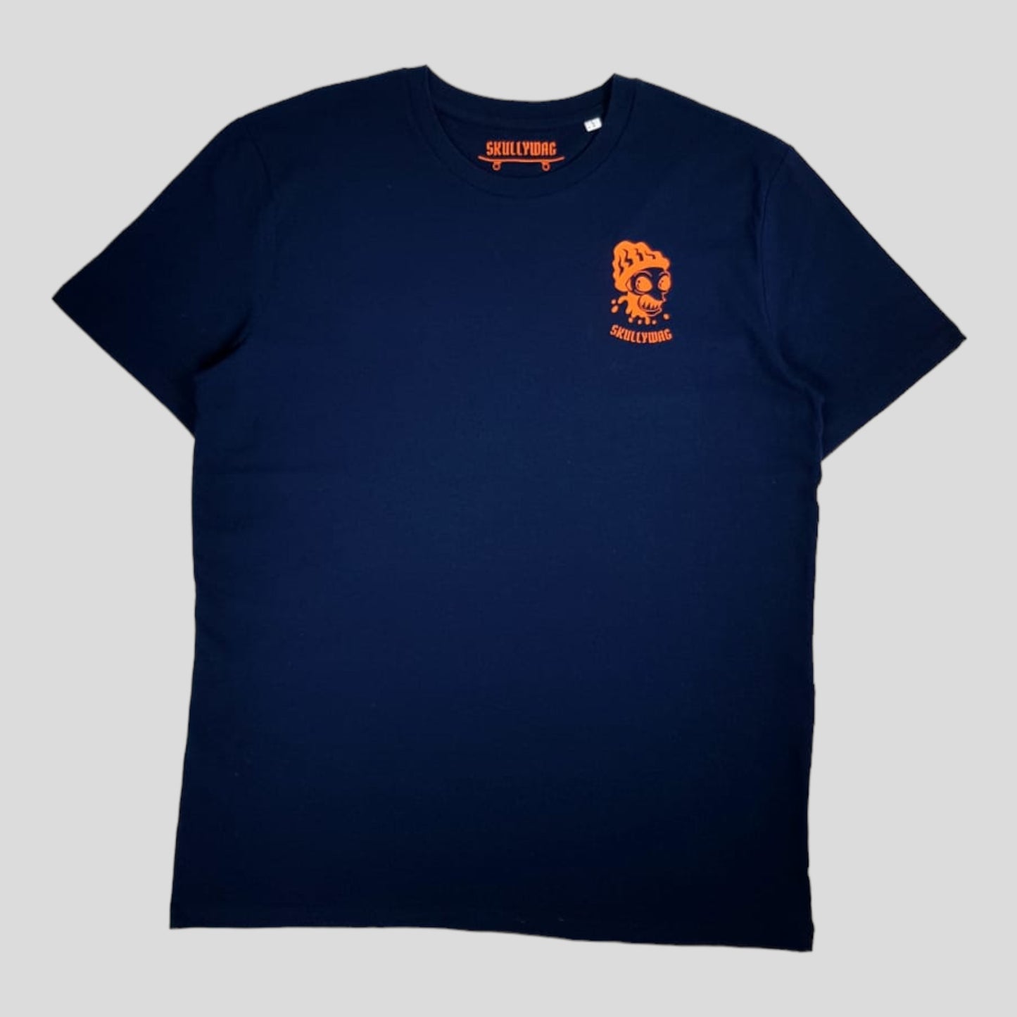 French navy/orange alien logos