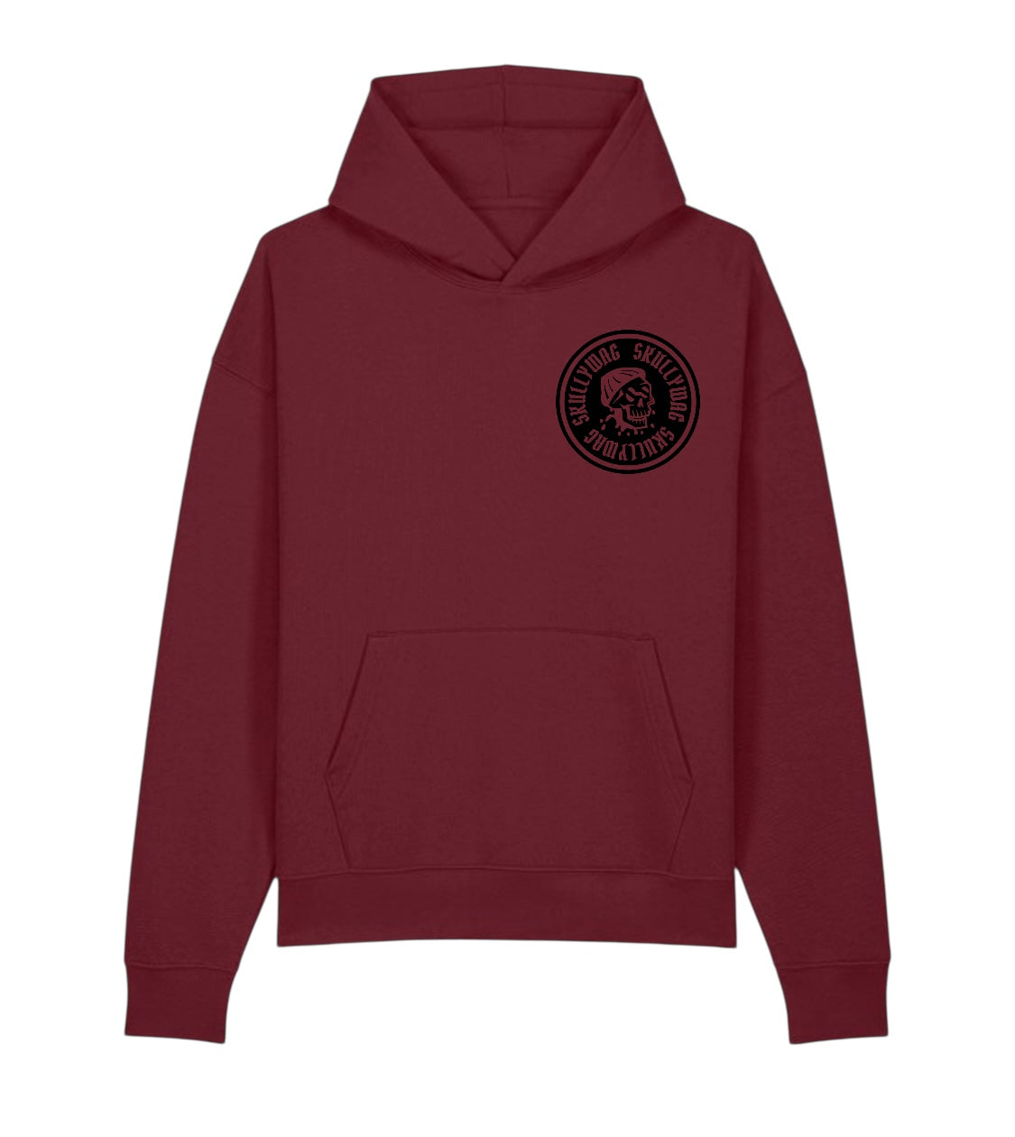 Burgundy hoodie raise black brick vinyl logo