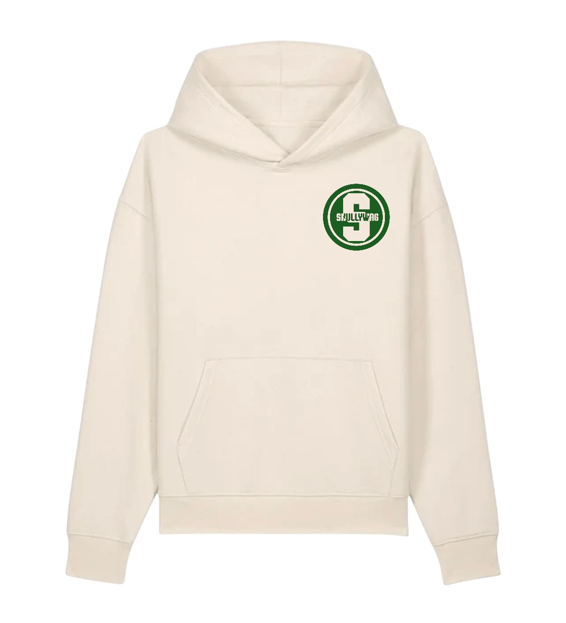 Cream hoodie green raised brick vinyl logo