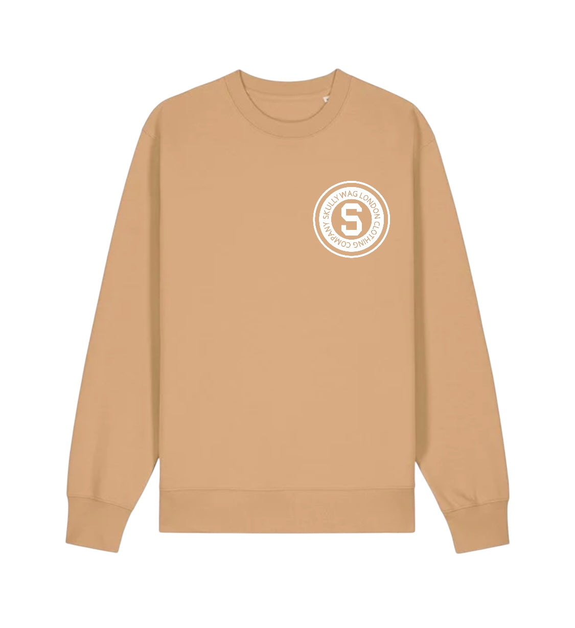 Latte sweater and track bottom set/white raised brick vinyl logo