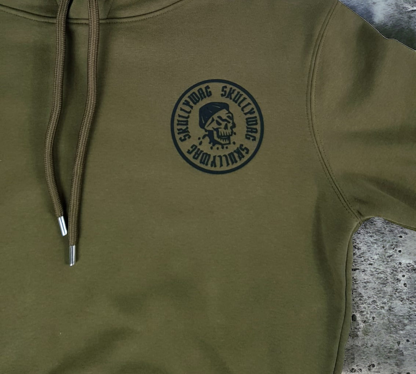 Khaki hoodie/black logo