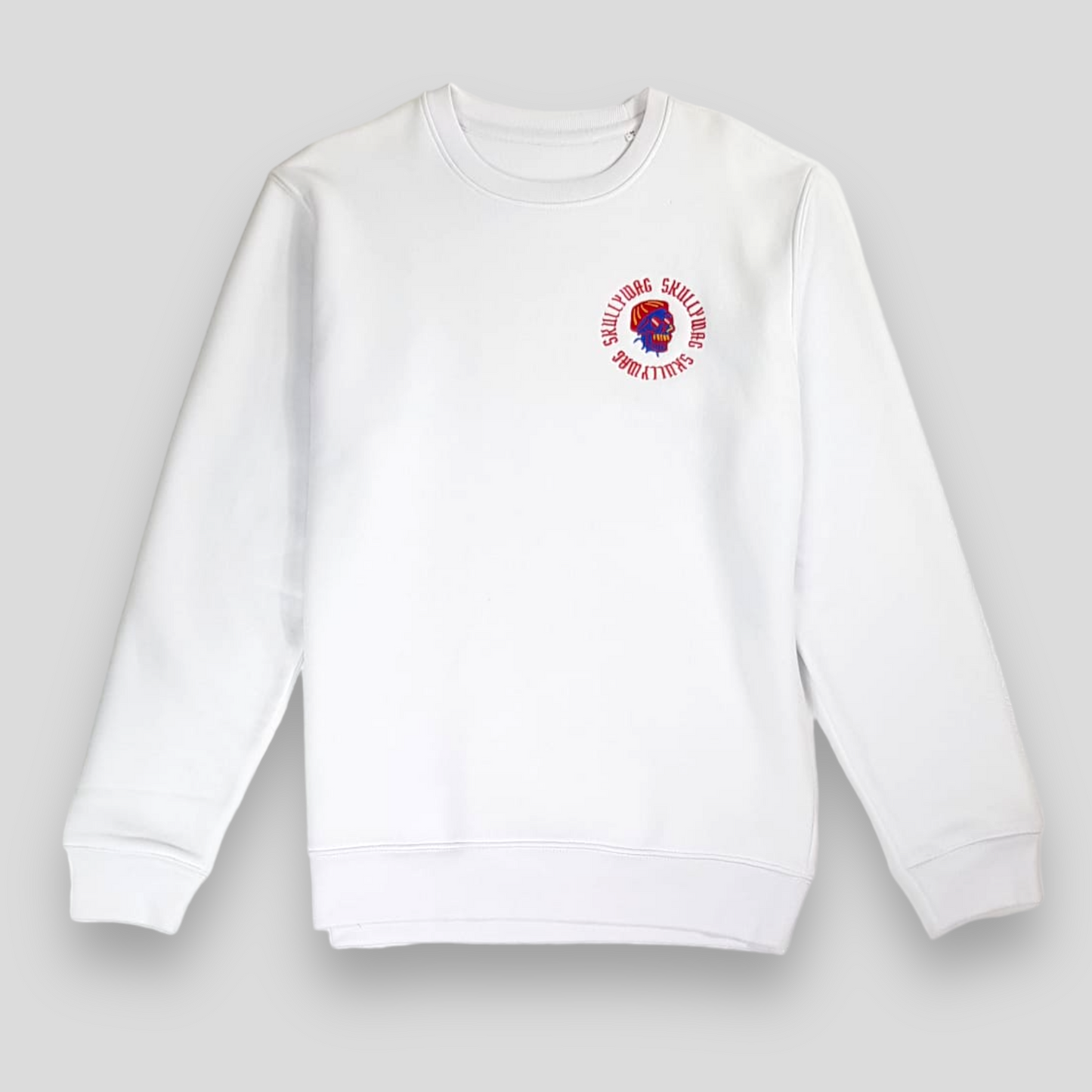 White sweater full embroidery logo