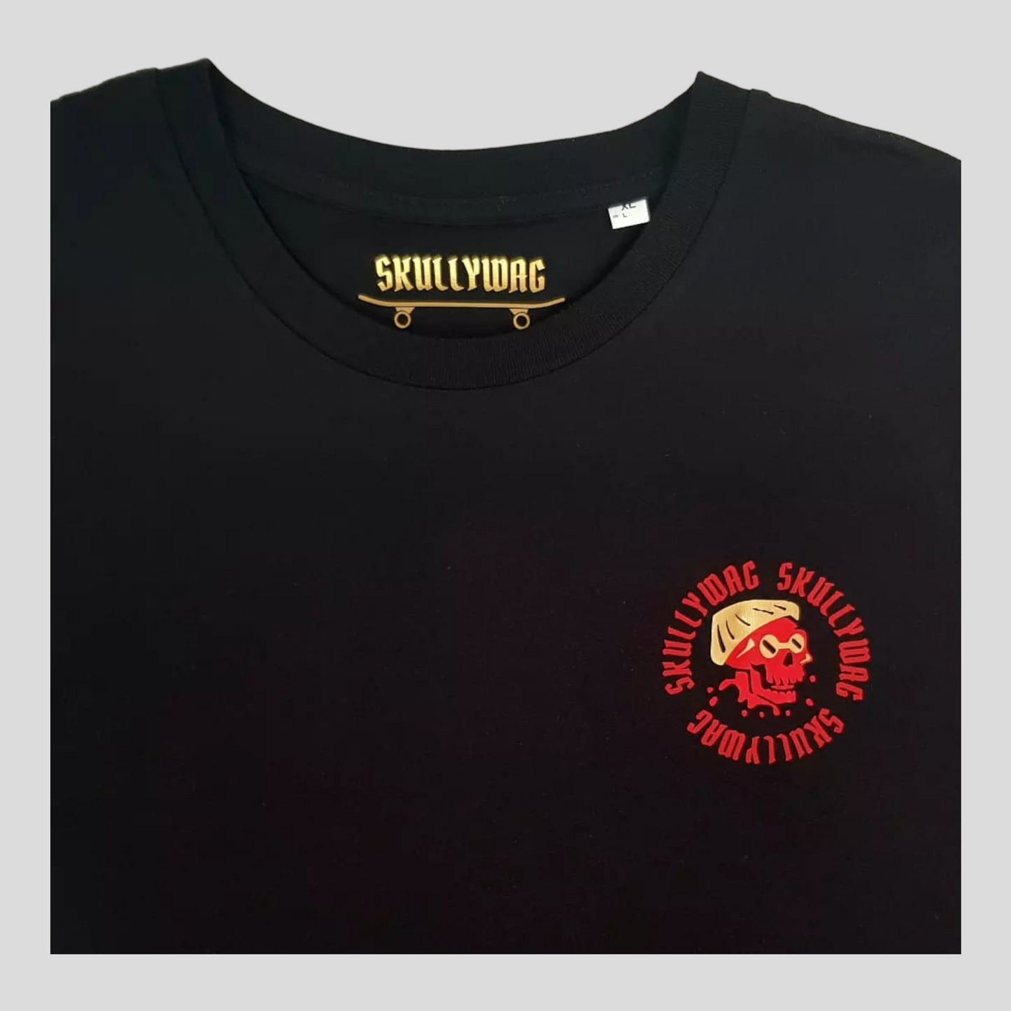 Black/red and gold logo