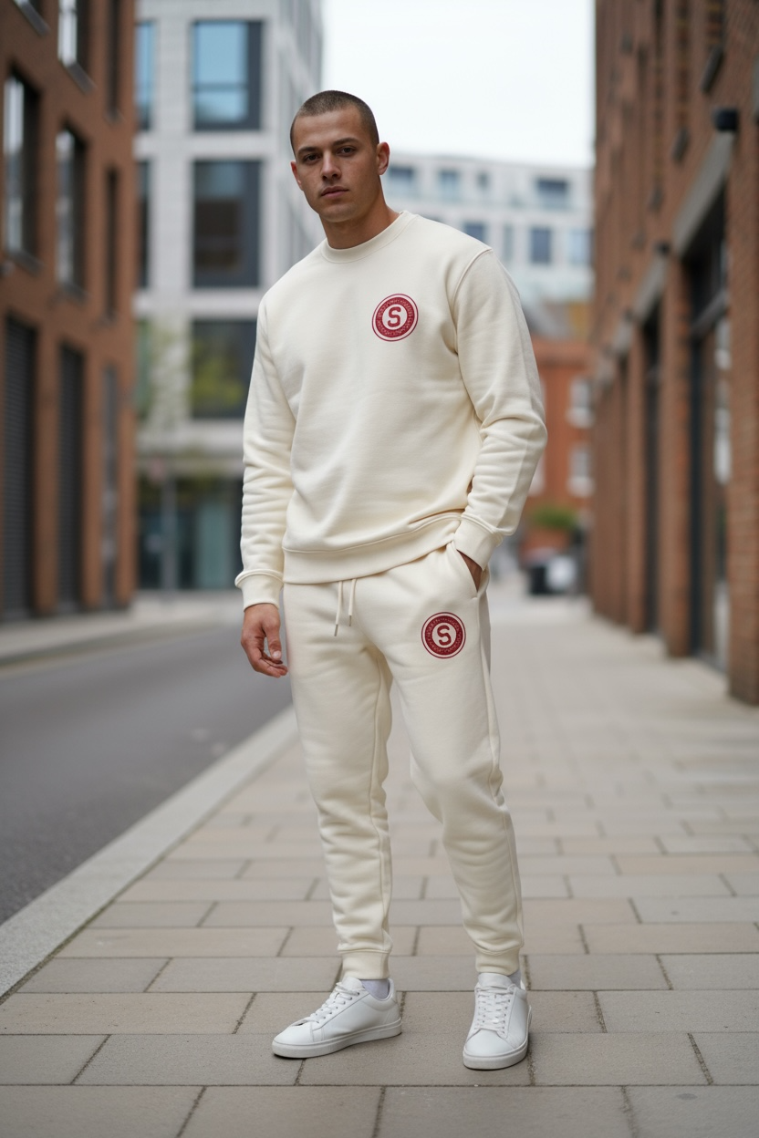 Natural raw tracksuit/ raised brick vinyl logo