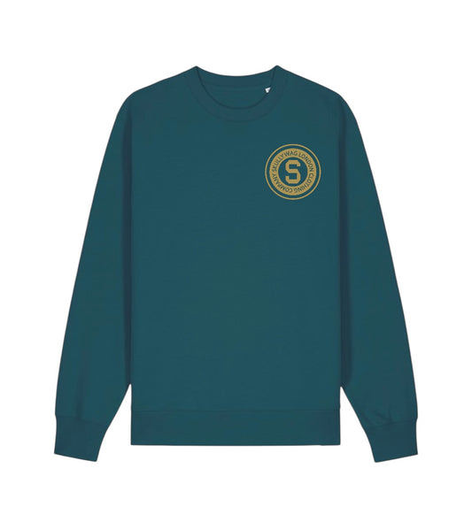 Stargazer sweater and track bottom set/ gold raised brick vinyl logo