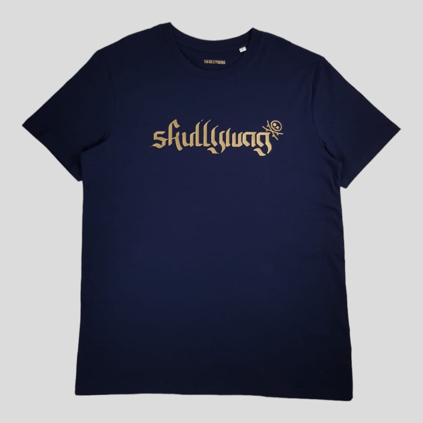 Navy/gold text logo