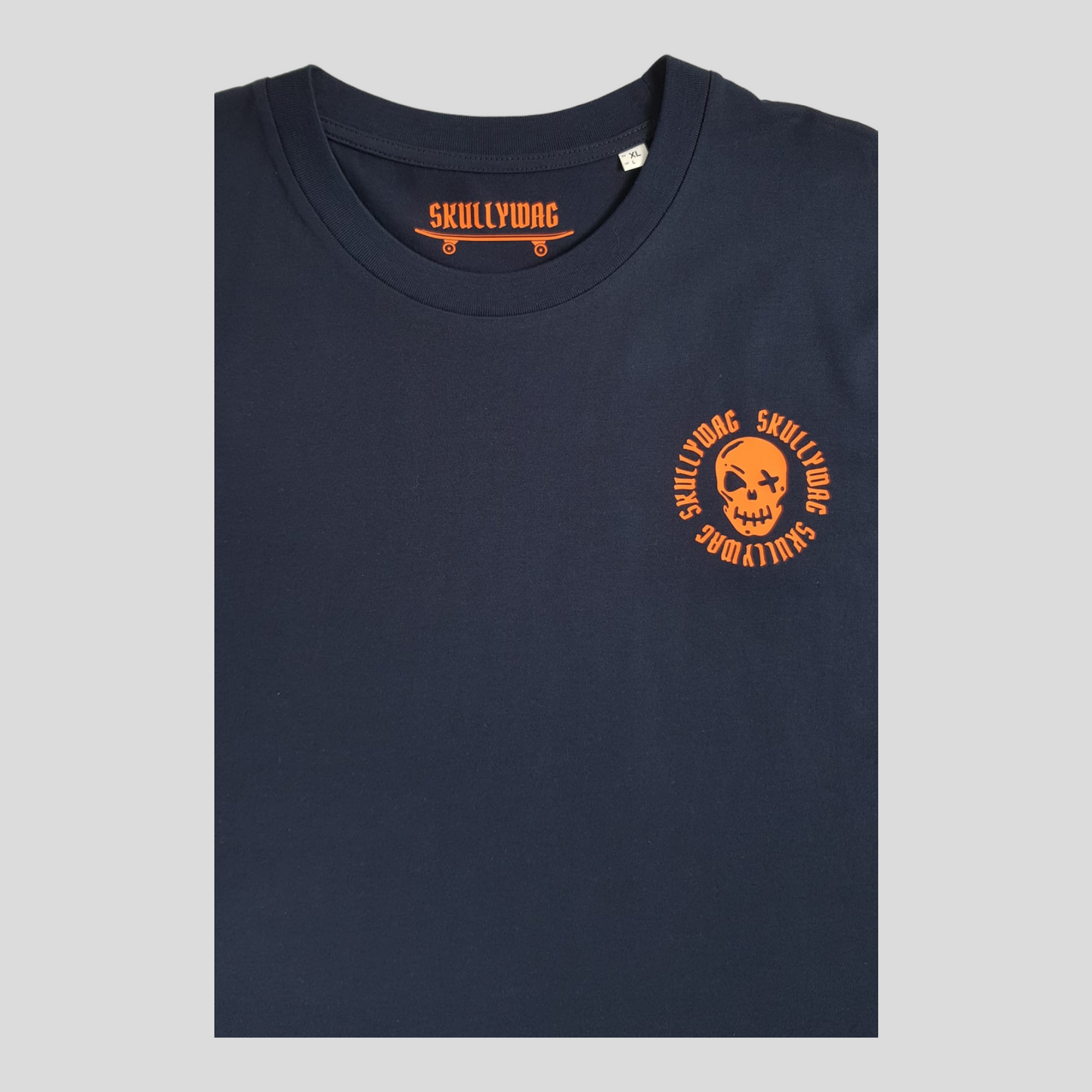 Navy/orange pirate logo