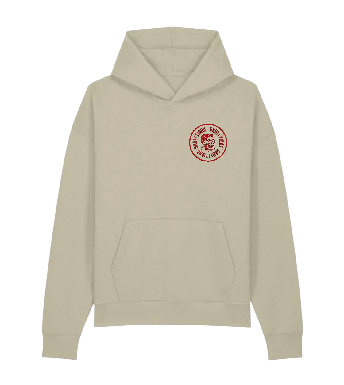 Stone hoodie/red logo
