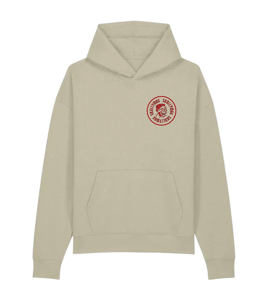Stone hoodie/red logo