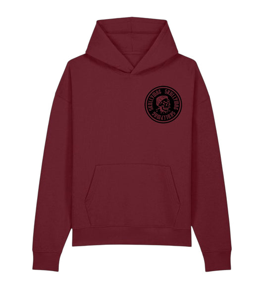 Burgundy hoodie raise black brick vinyl logo