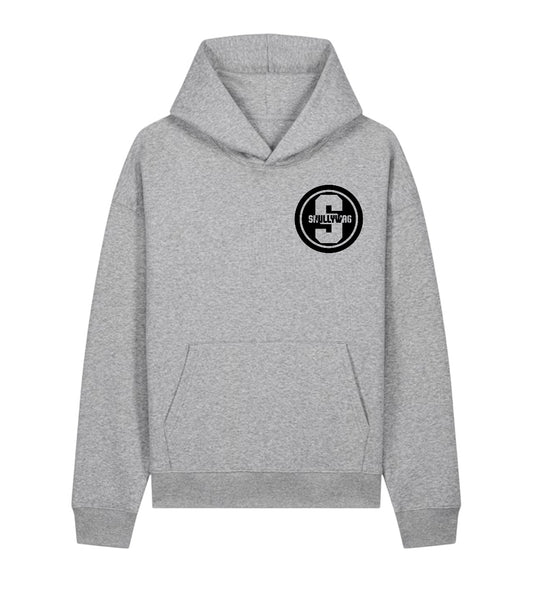 Heather grey hoodie/black raised brick vinyl logo