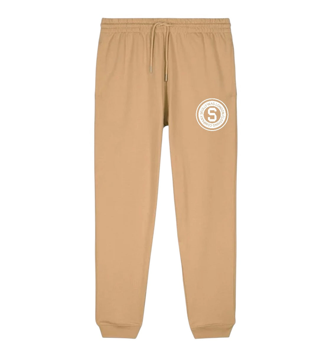 Latte sweater and track bottom set/white raised brick vinyl logo