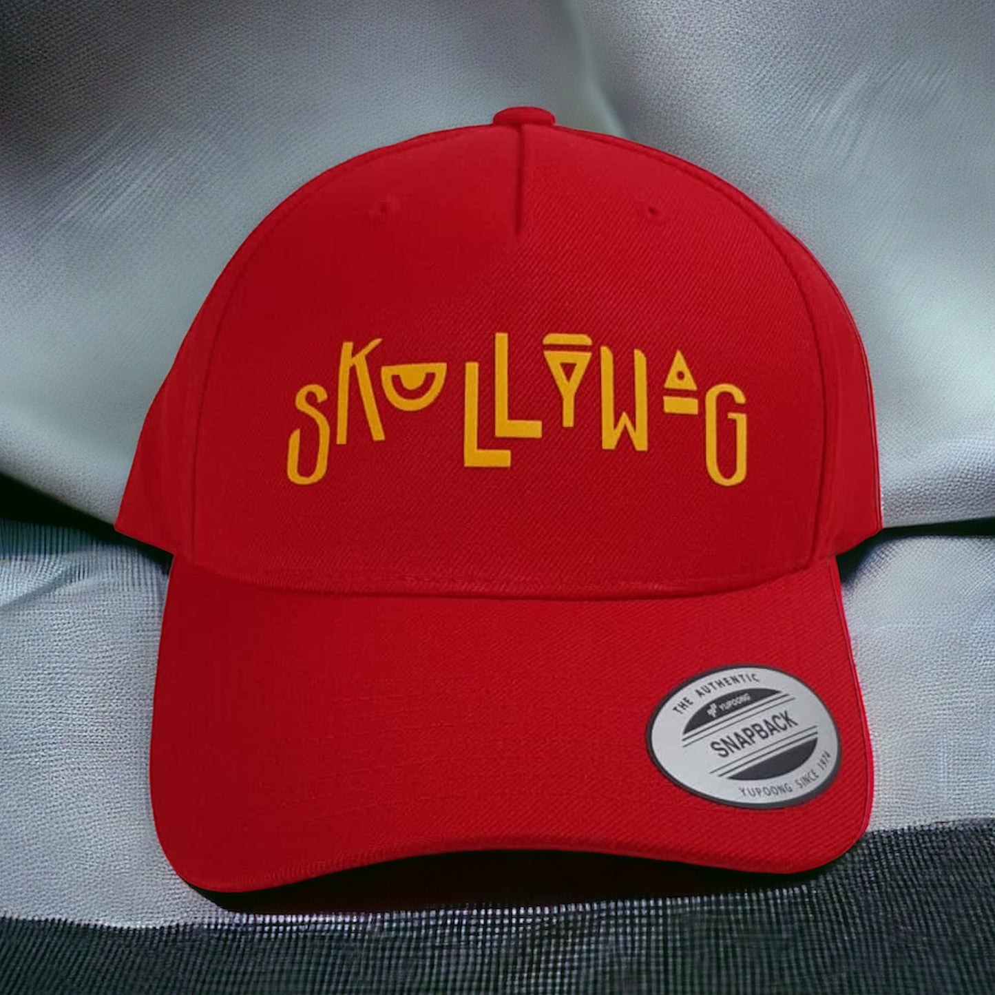 Red baseball cap/yellow logo