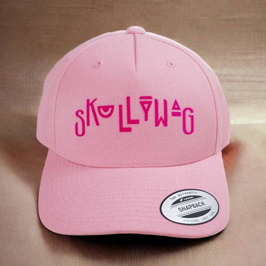 Baby pink baseball cap/magenta confetti logo