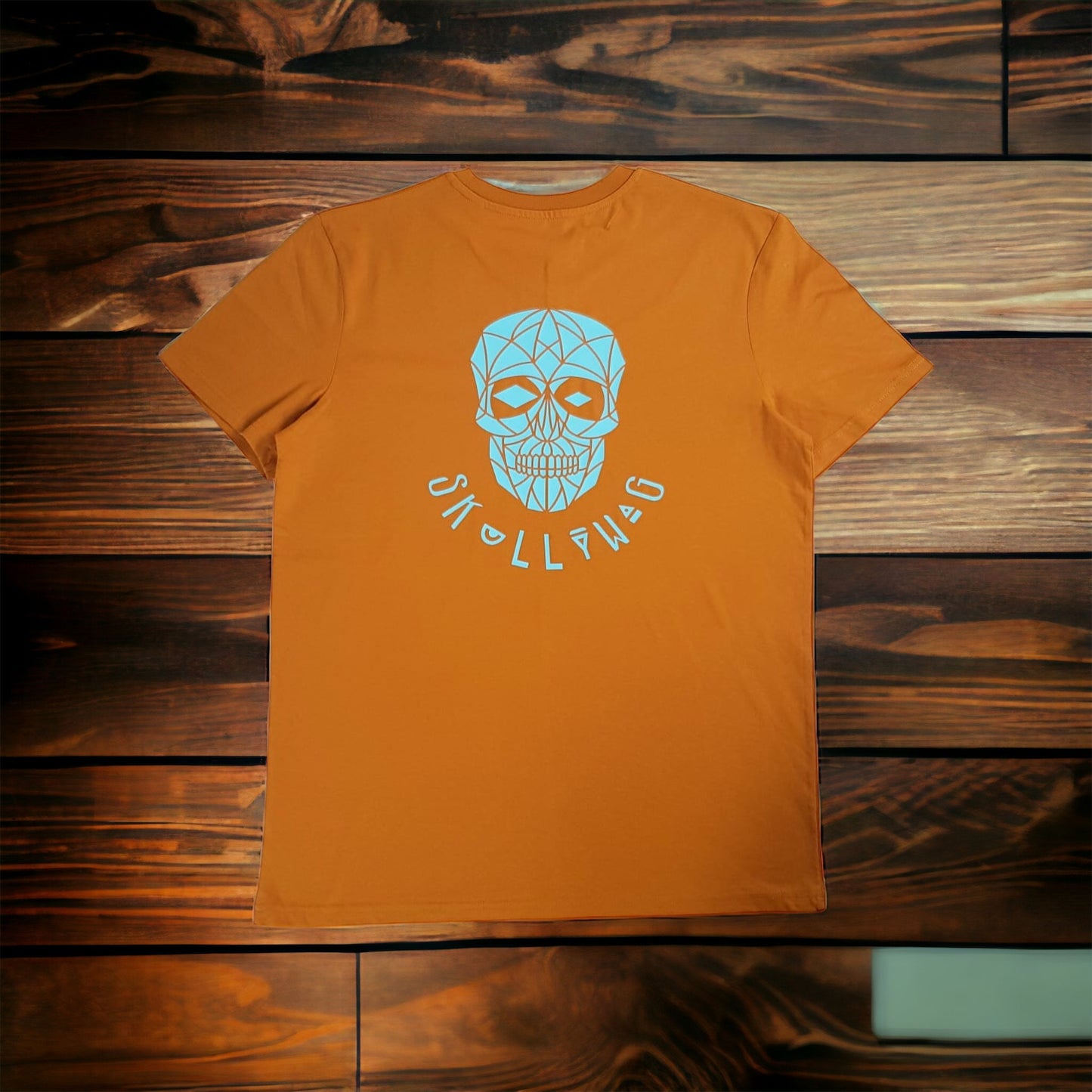 Rust/ aqua skull logo front and back